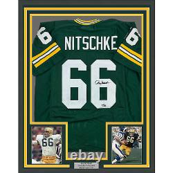 Framed Facsimile Autographed Ray Nitschke 35x39 Green Bay Green Reprint Jersey