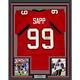 Framed Facsimile Autographed Warren Sapp 35x39 Tampa Bay Red Reprint Jersey