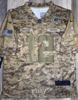 Green Bay Packers Aaron Rodgers #12 Salute to Service Camo Jersey Men's Large