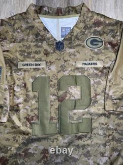 Green Bay Packers Aaron Rodgers #12 Salute to Service Camo Jersey Men's Large