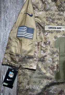 Green Bay Packers Aaron Rodgers #12 Salute to Service Camo Jersey Men's Large