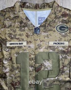Green Bay Packers Aaron Rodgers #12 Salute to Service Camo Jersey Men's Large