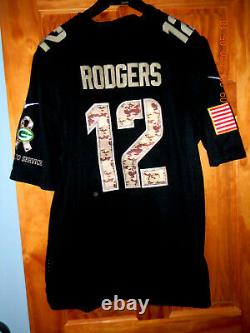 Green Bay Packers NIKE AARON ROGERS Black Camo SALUTE OF SERVICE Jersey, SIZE L