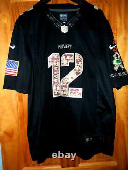 Green Bay Packers NIKE AARON ROGERS Black Camo SALUTE OF SERVICE Jersey, SIZE L