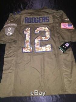 Green Bay Packers Rodgers Green Camo Salute to Service Mens Medium Nike Jersey