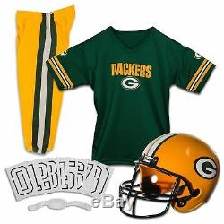 Green Bay Packers Uniform Set Youth NFL Football Jersey Helmet Kid Costume Large