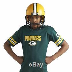 Green Bay Packers Uniform Set Youth NFL Football Jersey Helmet Kid Costume Large