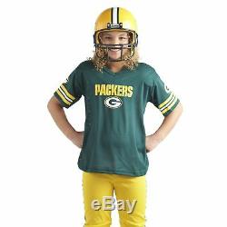 Green Bay Packers Uniform Set Youth NFL Football Jersey Helmet Kid Costume Large