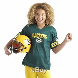 Green Bay Packers Uniform Set Youth NFL Football Jersey Helmet Kid Costume Large