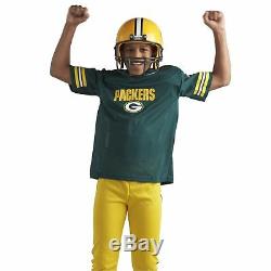 Green Bay Packers Uniform Set Youth NFL Football Jersey Helmet Kid Costume Large