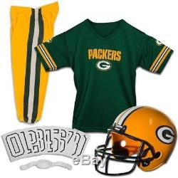 Green Bay Packers Uniform Set Youth NFL Football Jersey Helmet Kid Costume Small