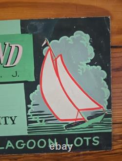 Green Island Silverton NJ Vintage Advertising Sign 1940s-50s Barnegat Bay