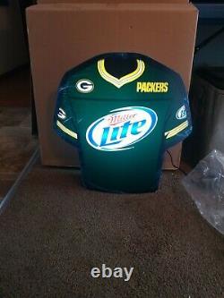 Green bay packers nfl football Jersey light up bar sign miller lite beer mib