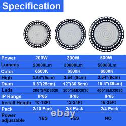 High Bay Lights 500W 50,000Lm 6500K Super Bright Commercial Warehouse Ufo Lights