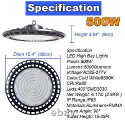 High Bay Lights 500W 50,000Lm 6500K Super Bright Commercial Warehouse Ufo Lights