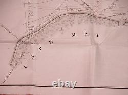 Huge 1836 Cape May New Jersey Map Roads Delware Bay 100% Authentic