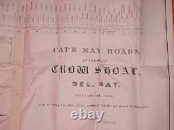 Huge 1836 Cape May New Jersey Map Roads Delware Bay 100% Authentic