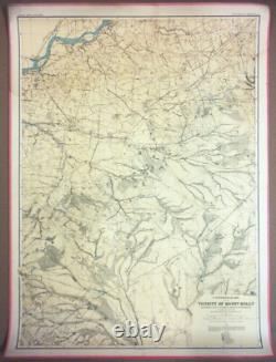 LARGE 3-ft Linen-Backed Original Antique Map Mount Holly Area, New Jersey 1888