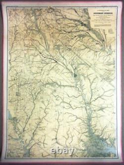 LARGE 3-ft Linen-Backed Original Antique Map Southern Interior New Jersey 1888