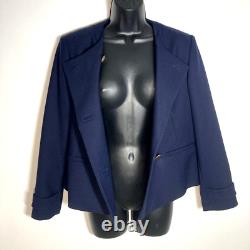 LK Bennett 8 jacket bay blue double breasted Sloane wool blend stretch boxy new