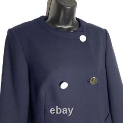 LK Bennett 8 jacket bay blue double breasted Sloane wool blend stretch boxy new
