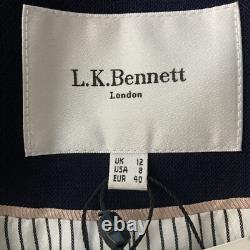 LK Bennett 8 jacket bay blue double breasted Sloane wool blend stretch boxy new