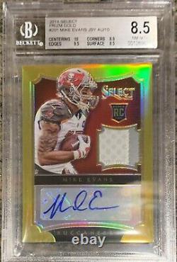 MIKE EVANS, TAMPA BAY, JERSEY, 2014 Panini GOLD, AUTO 10, SN# 3 of 10, BGS NM+