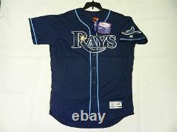 Majestic AUTHENTIC SIZE 44 LARGE, TAMPA BAY RAYS FLEX BASE ON FIELD Jersey NICE