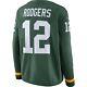 Men's Green Bay Packers Aaron Rodgers Green Therma Long Sleeves Jersey Medium