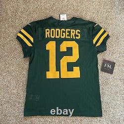 Men's Size 44 Aaron Rodgers Throwback Green Bay Packers Nike Vapor Elite Jersey