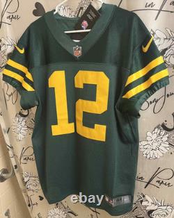 Men's Size 44 Aaron Rodgers Throwback Green Bay Packers Nike Vapor Elite Jersey