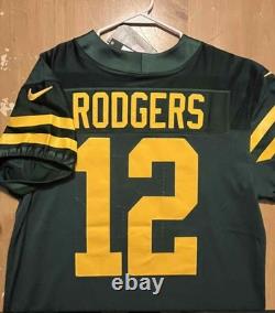 Men's Size 44 Aaron Rodgers Throwback Green Bay Packers Nike Vapor Elite Jersey