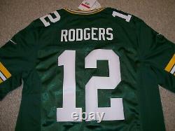 NEW $175 Stitched NIKE Med Aaron Rodgers Green Bay Packers NFL Jersey Throwback