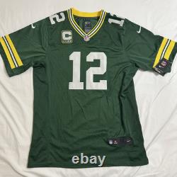 NEW Aaron Rodgers Nike On Field Green Bay Packers Captain Limited NFL Jersey 48