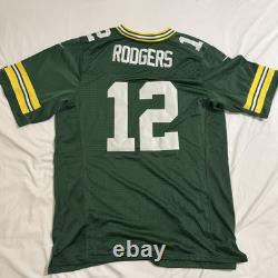 NEW Aaron Rodgers Nike On Field Green Bay Packers Captain Limited NFL Jersey 48