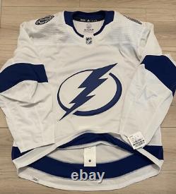 NEW Adidas MiC Team Issue Authentic NHL Tampa Bay Lightning White Jersey Size 56