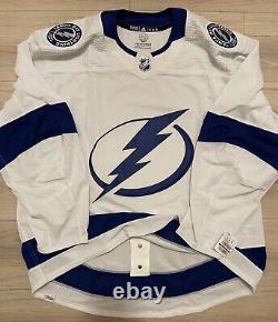 NEW Adidas MiC Team Issue Authentic NHL Tampa Bay Lightning White Jersey Size 58