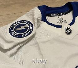 NEW Adidas MiC Team Issue Authentic NHL Tampa Bay Lightning White Jersey Size 58