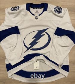 NEW Adidas MiC Team Issue Authentic NHL Tampa Bay Lightning White Jersey Size 60