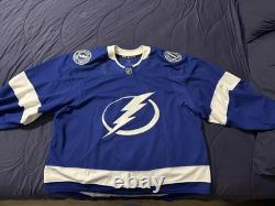 NEW Adidas MiC Team Issue Authentic Tampa Bay Lightning GOALIE HOME Jersey 60G