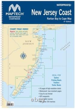 NEW JERSEY COAST. RARITAN BAY TO CAPE MAY, MAPTECH WATERPROOF CHARTBOOK. Mapte