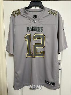 NEW Nike NFL Green Bay Packers Aaron Rodgers Throwback Jersey Gray Green Size XL