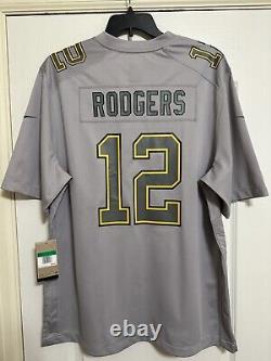 NEW Nike NFL Green Bay Packers Aaron Rodgers Throwback Jersey Gray Green Size XL