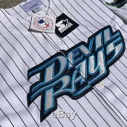 NWT VINTAGE STARTER MLB Tampa Bay Devil Rays Pinstripe Jersey XL White