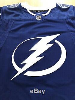 New Adidas Tampa Bay Lightning Authentic Nikita Kucherov Home Jersey Strap Sz 50