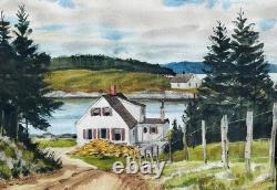 New Jersey Artist Kent Day Coes Signed Watercolor. Saint Margaret's Bay NS