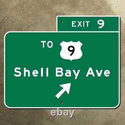New Jersey exit 9 highway marker road sign Shell Bay Ave turnpike parkway 12x10