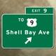 New Jersey Exit 9 Highway Marker Road Sign Shell Bay Ave Turnpike Parkway 12x10