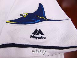New Majestic Mlb Authentic Tampa Bay Rays White Flex Jersey Size 46