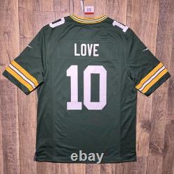 New Nike Jordan Love #10 Green Bay Packers NFL Green Game Jersey Men's Sz L $130